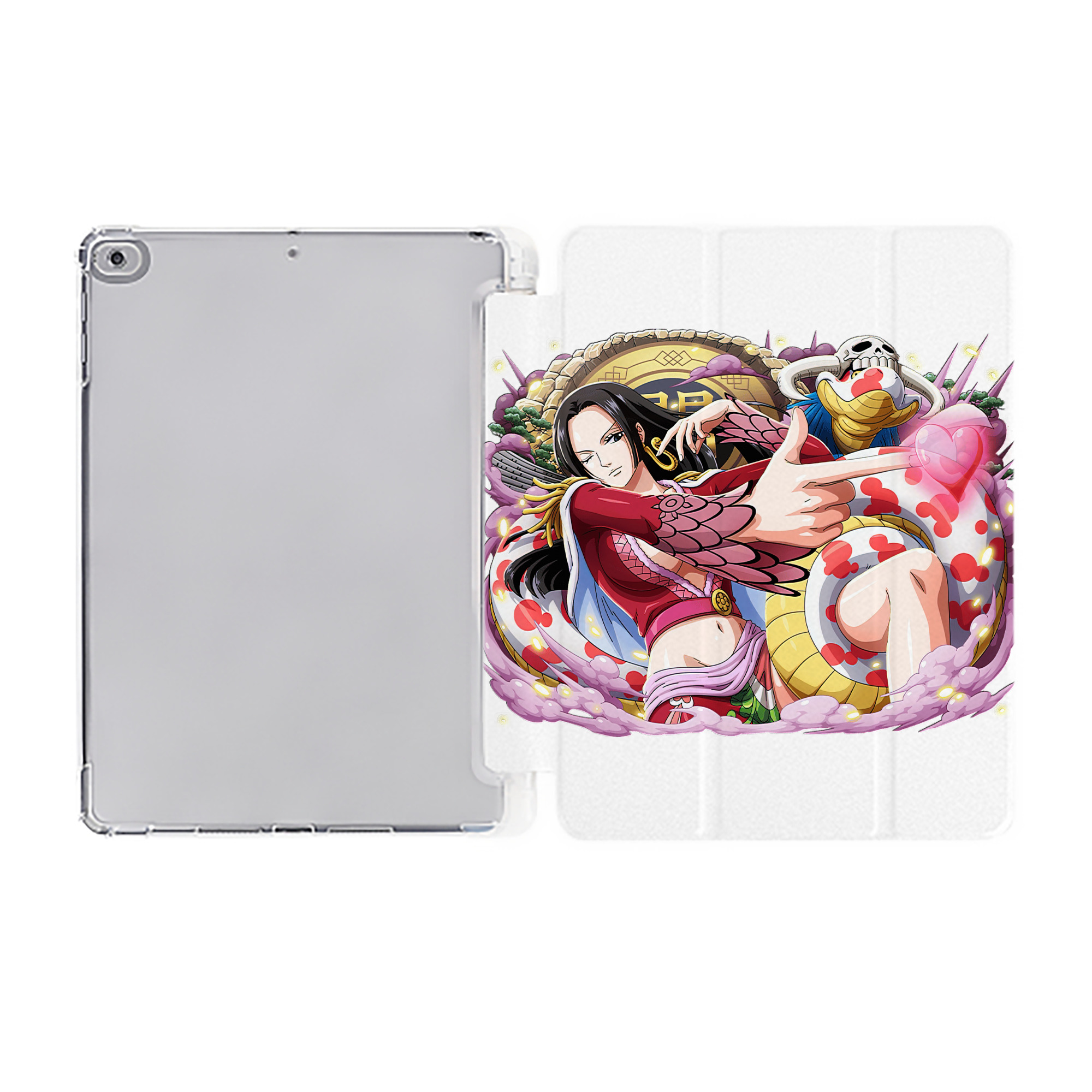 （画像用） ワンピース ボア・ハンコック ONE PIECE Boa·Hancock IPad ケース ペン収納付き 三つ折りスタンド PUレザー×シリコン 対応機種9.5/10.5/10.9インチ